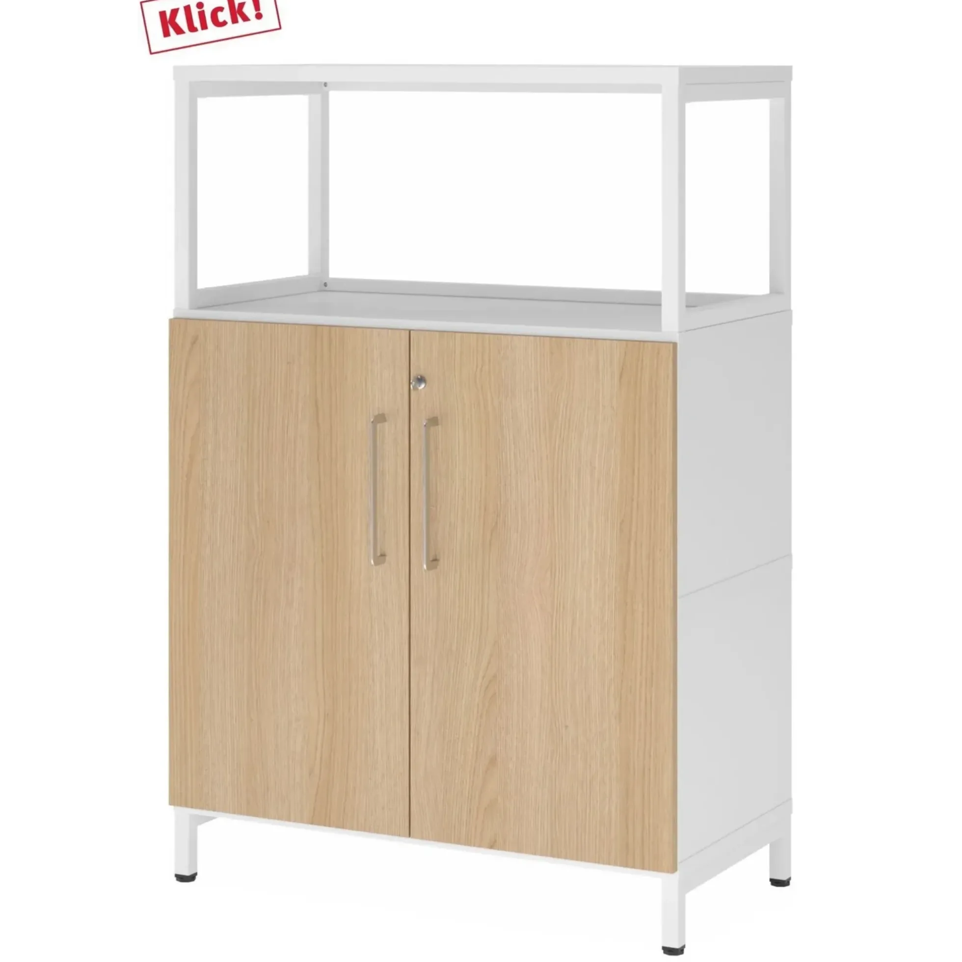 FlexWall | 3 OH | Türen + Rahmen | mit Sockelgestell Weiß/Eiche