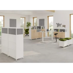 FlexWall | 4 OH | Türen + Schübe + Korpus | mit Stellfüßen Weiß/Eiche