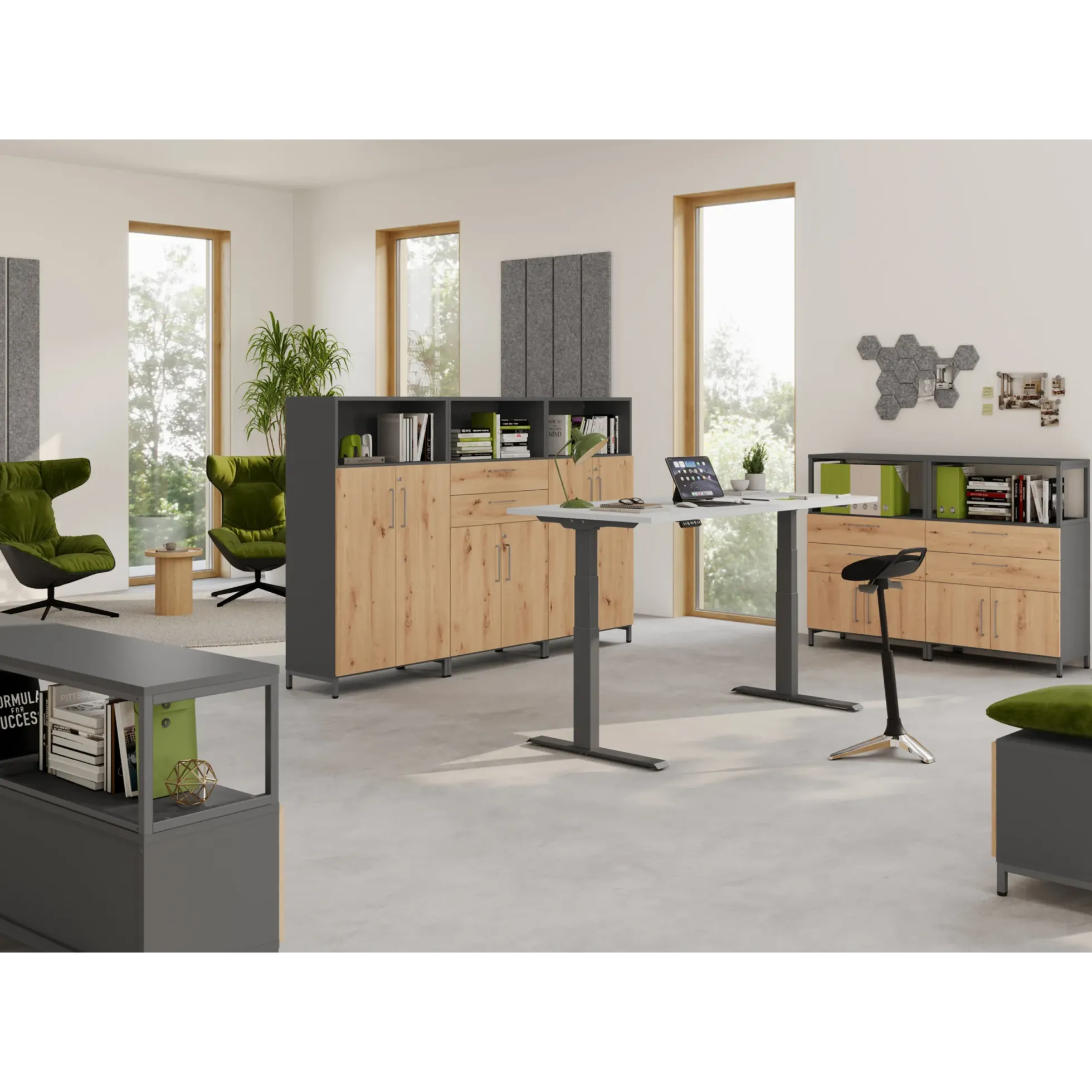 FlexWall | 3 OH | 2 x Korpus + Rahmen | mit Stellfüßen Graphit