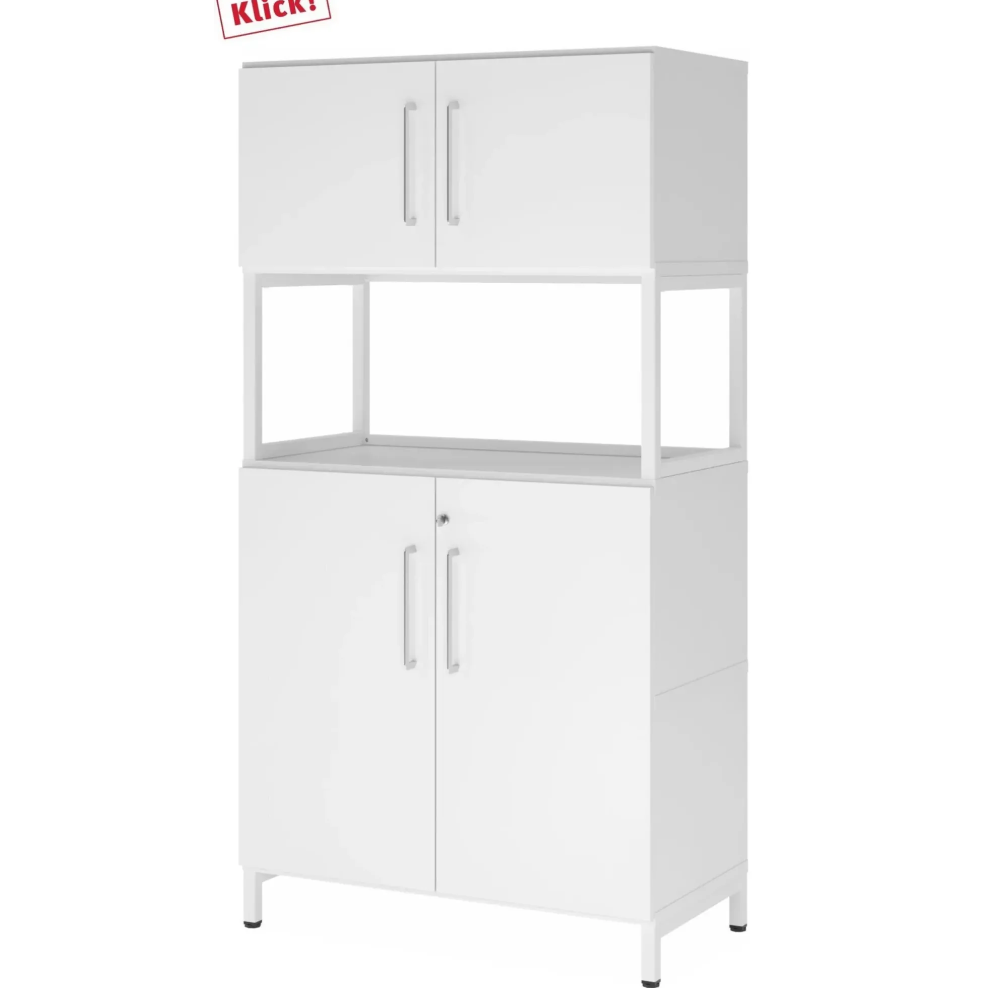FlexWall | 4 OH | 2 x Türen + Rahmen | mit Sockelgestell Weiß/Weiß