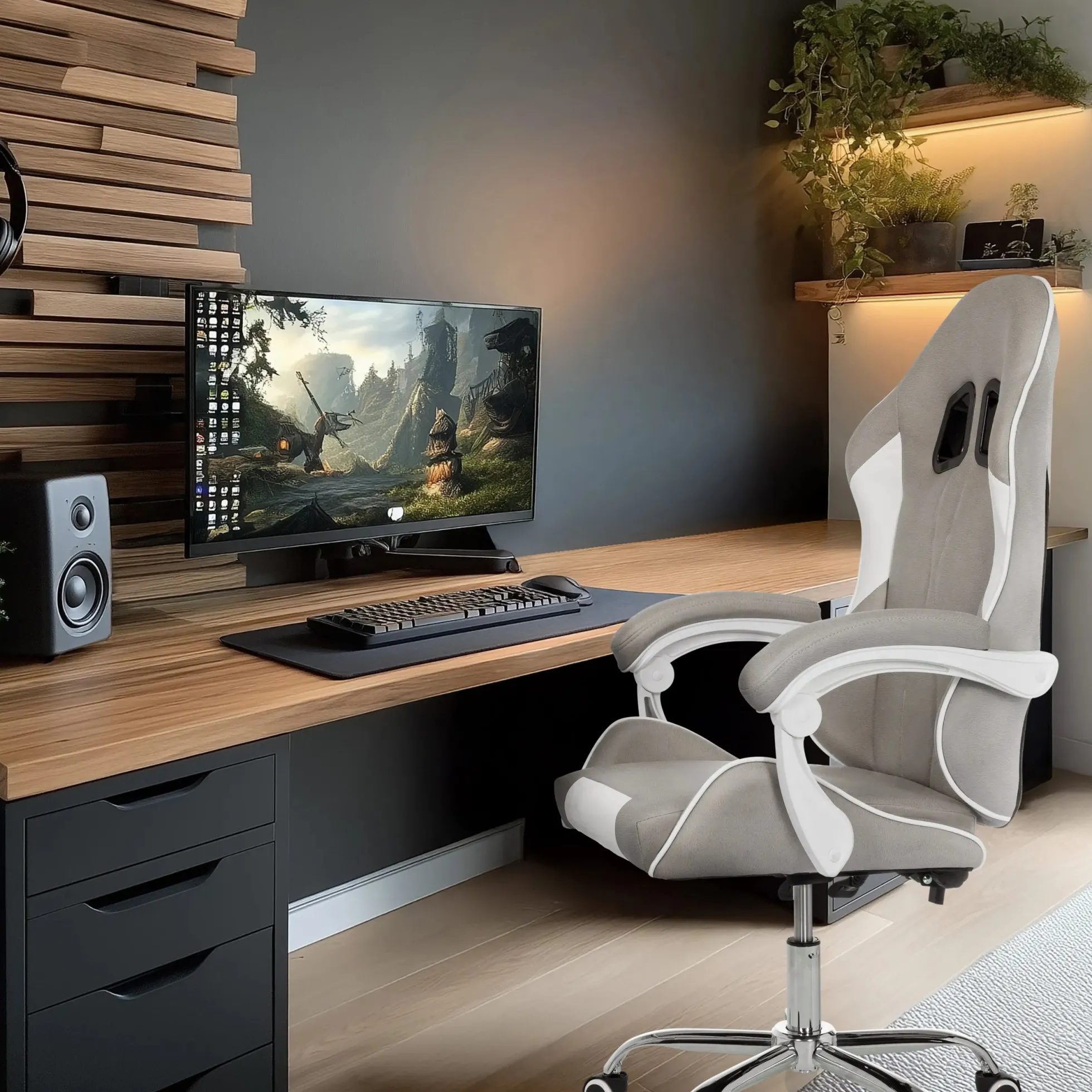 GAMEBREAKER W03 - Gamingstuhl Grau/Weiß