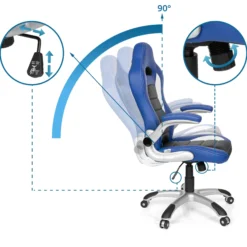 GAME SPORT - Gamingstuhl Schwarz/Weiß/Blau