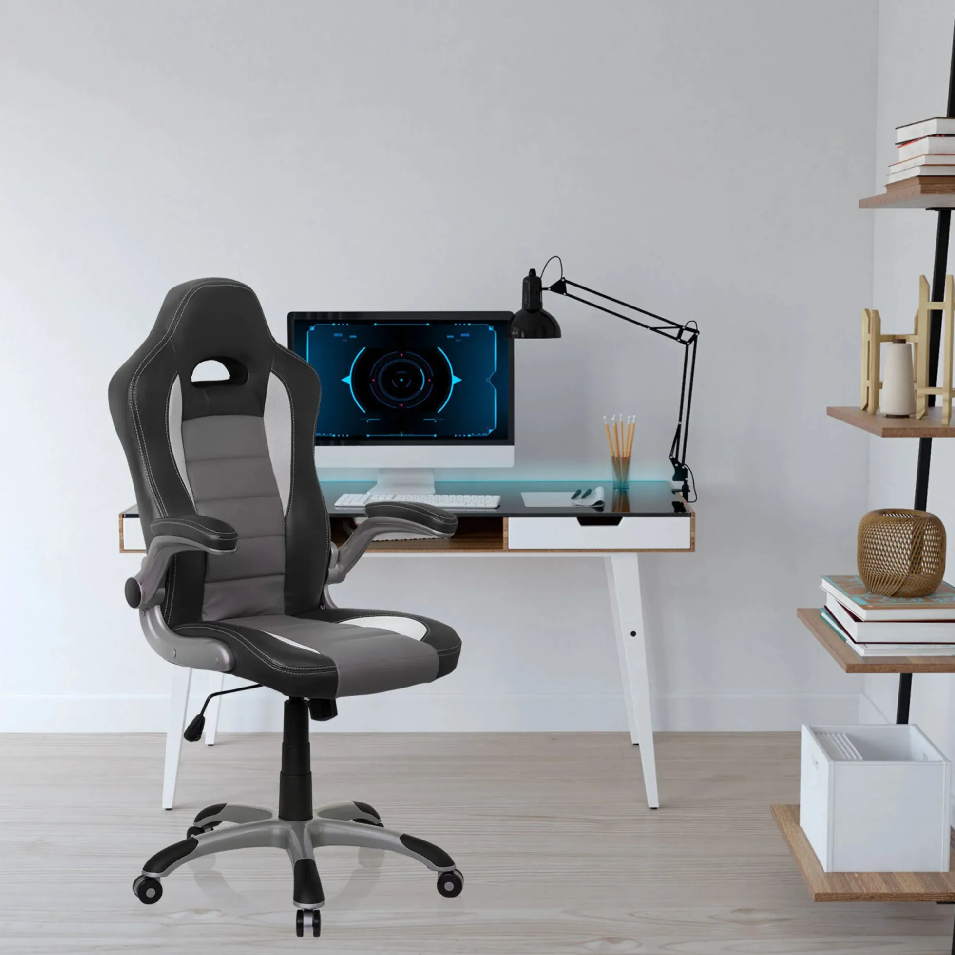 GAME SPORT - Gamingstuhl Schwarz/Weiß/Grau