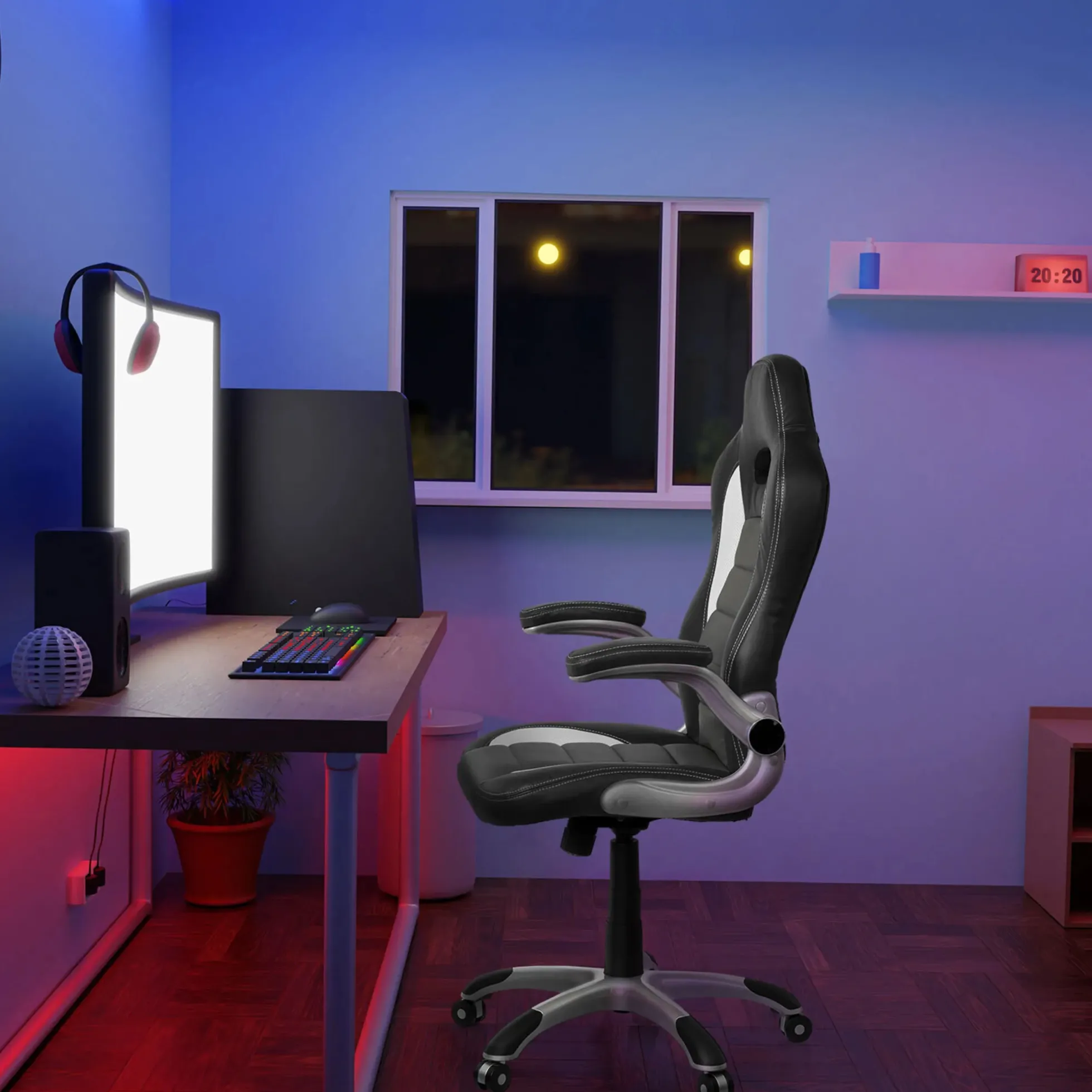 GAME SPORT - Gamingstuhl Schwarz/Weiß/Grau