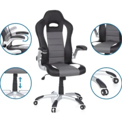 GAME SPORT - Gamingstuhl Schwarz/Weiß/Grau