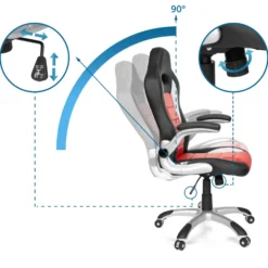 GAME SPORT - Gamingstuhl Weiß/Schwarz/Rot