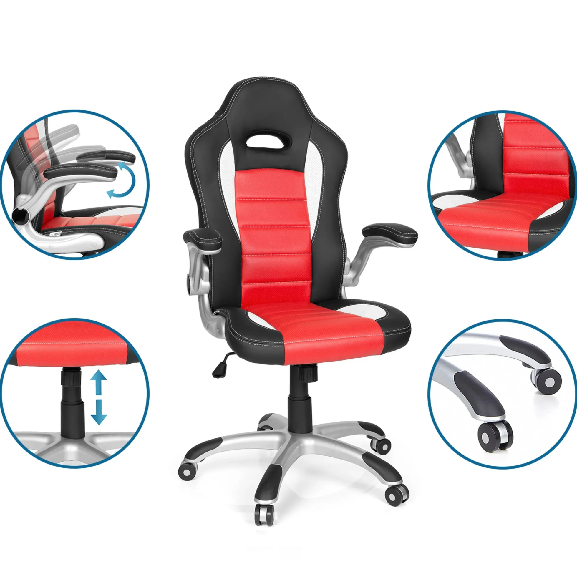 GAME SPORT - Gamingstuhl Weiß/Schwarz/Rot