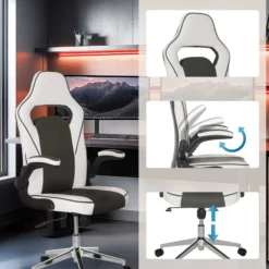 GAME SPORT PRO - Gamingstuhl Weiß/Dunkelgrau
