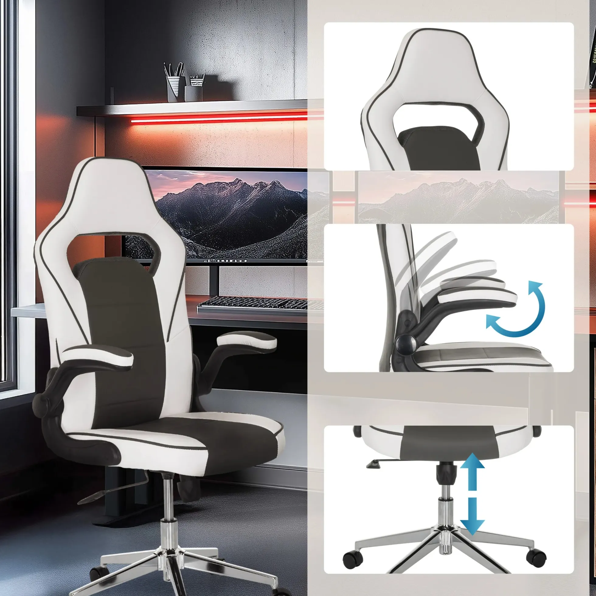 GAME SPORT PRO - Gamingstuhl Weiß/Dunkelgrau