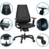 GENIDIA BLACK | Leder - High End Bürostuhl Schwarz