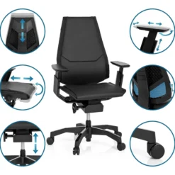 GENIDIA BLACK | Leder - High End Bürostuhl Schwarz