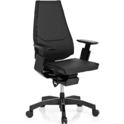 GENIDIA BLACK | Leder - High End Bürostuhl Schwarz