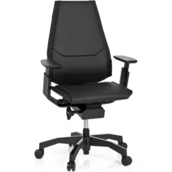 GENIDIA BLACK | Leder - High End Bürostuhl Schwarz