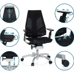 GENIDIA - High End Bürostuhl Schwarz