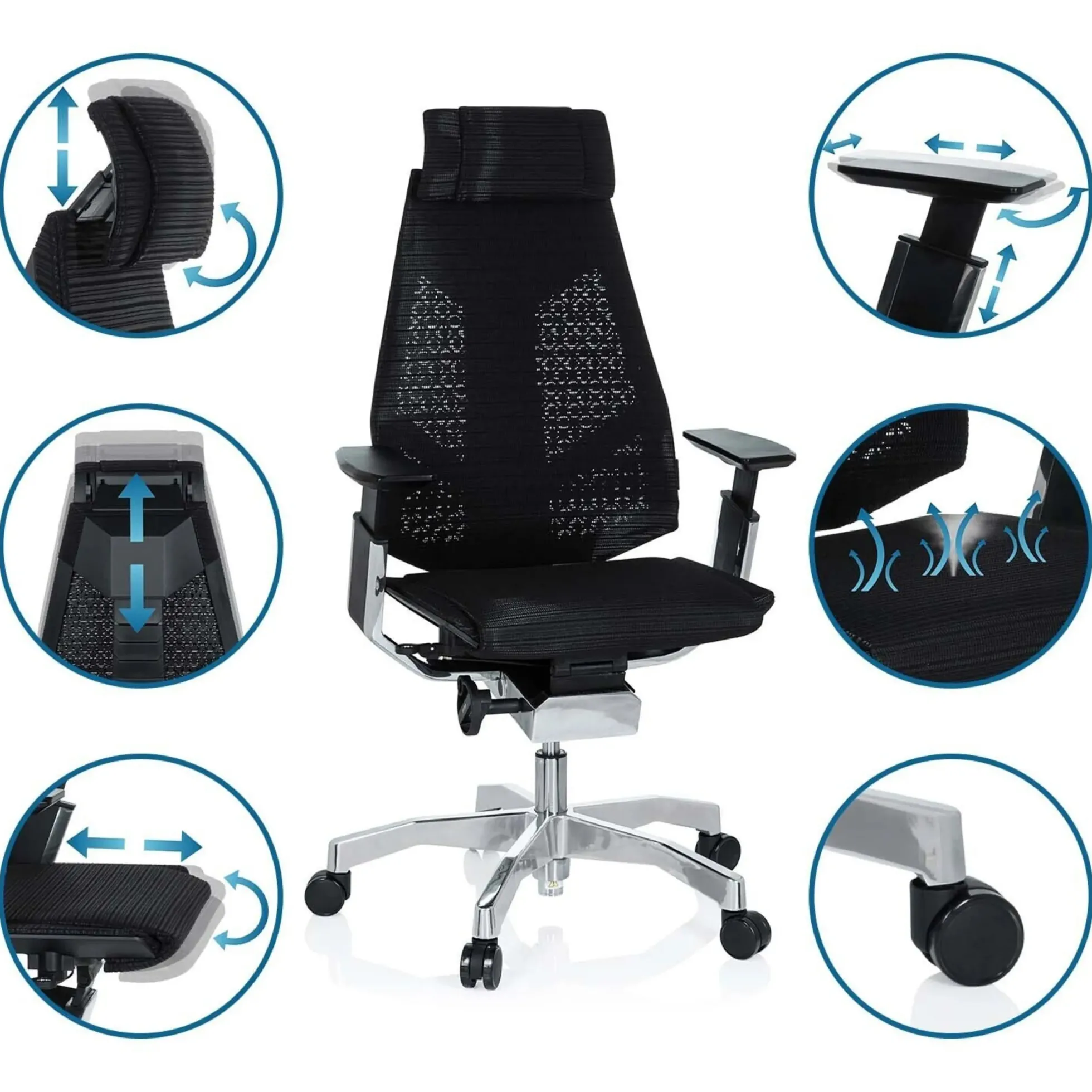GENIDIA PRO - High End Bürostuhl Schwarz