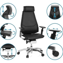 GENIDIA PRO | Leder - High End Bürostuhl Schwarz