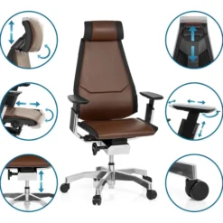 GENIDIA PRO | Leder - High End Bürostuhl Braun/Schwarz