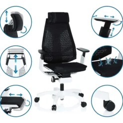 GENIDIA PRO WHITE - High End Bürostuhl Schwarz