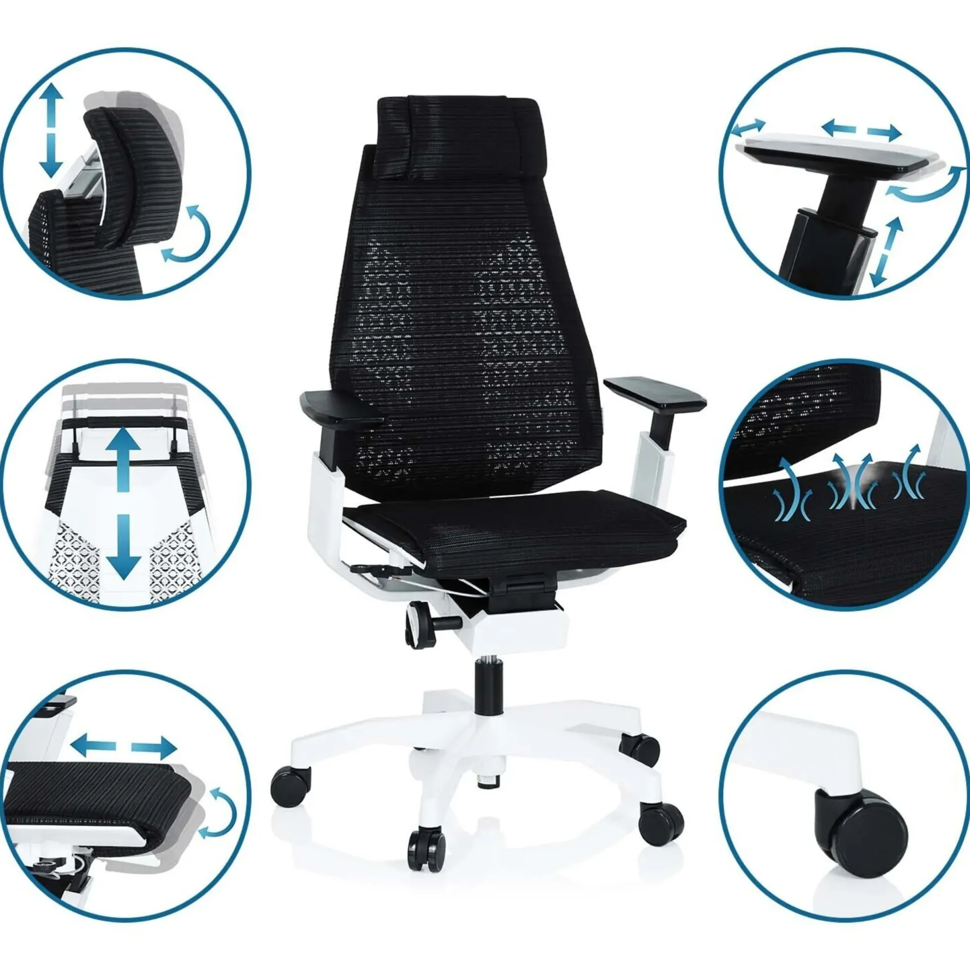 GENIDIA PRO WHITE - High End Bürostuhl Schwarz