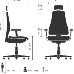 GENIDIA PRO WHITE Leder - High End Bürostuhl Schwarz
