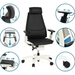 GENIDIA PRO WHITE Leder - High End Bürostuhl Schwarz