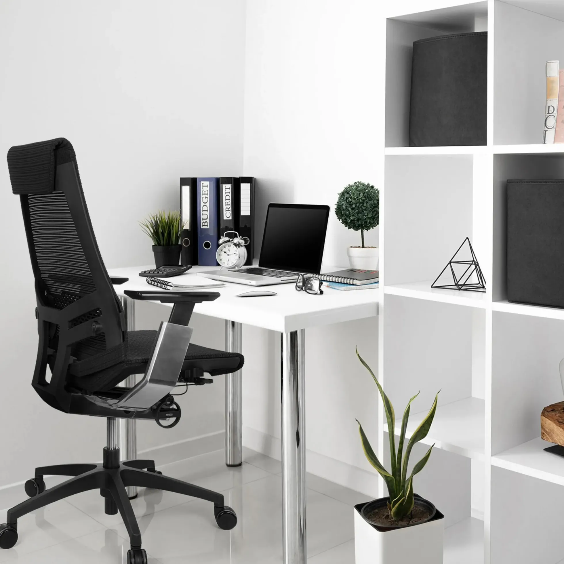 GENIDIA SMART BLACK CM | Netz - Profi Bürostuhl Schwarz/Chrom