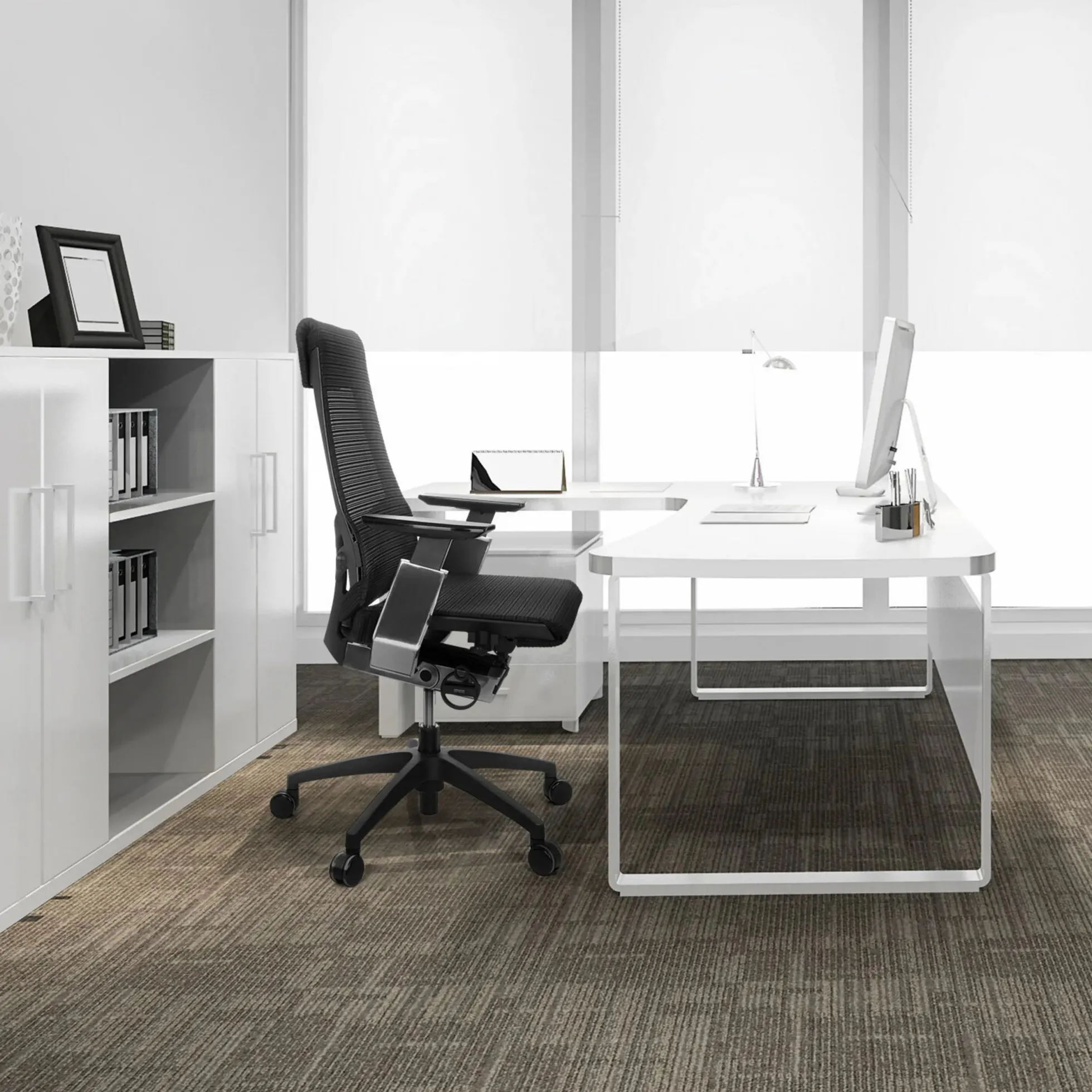 GENIDIA SMART BLACK CM | Netz - Profi Bürostuhl Schwarz/Chrom