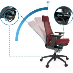 GENIDIA SMART BLACK | Netz - Profi Bürostuhl Rot/Schwarz