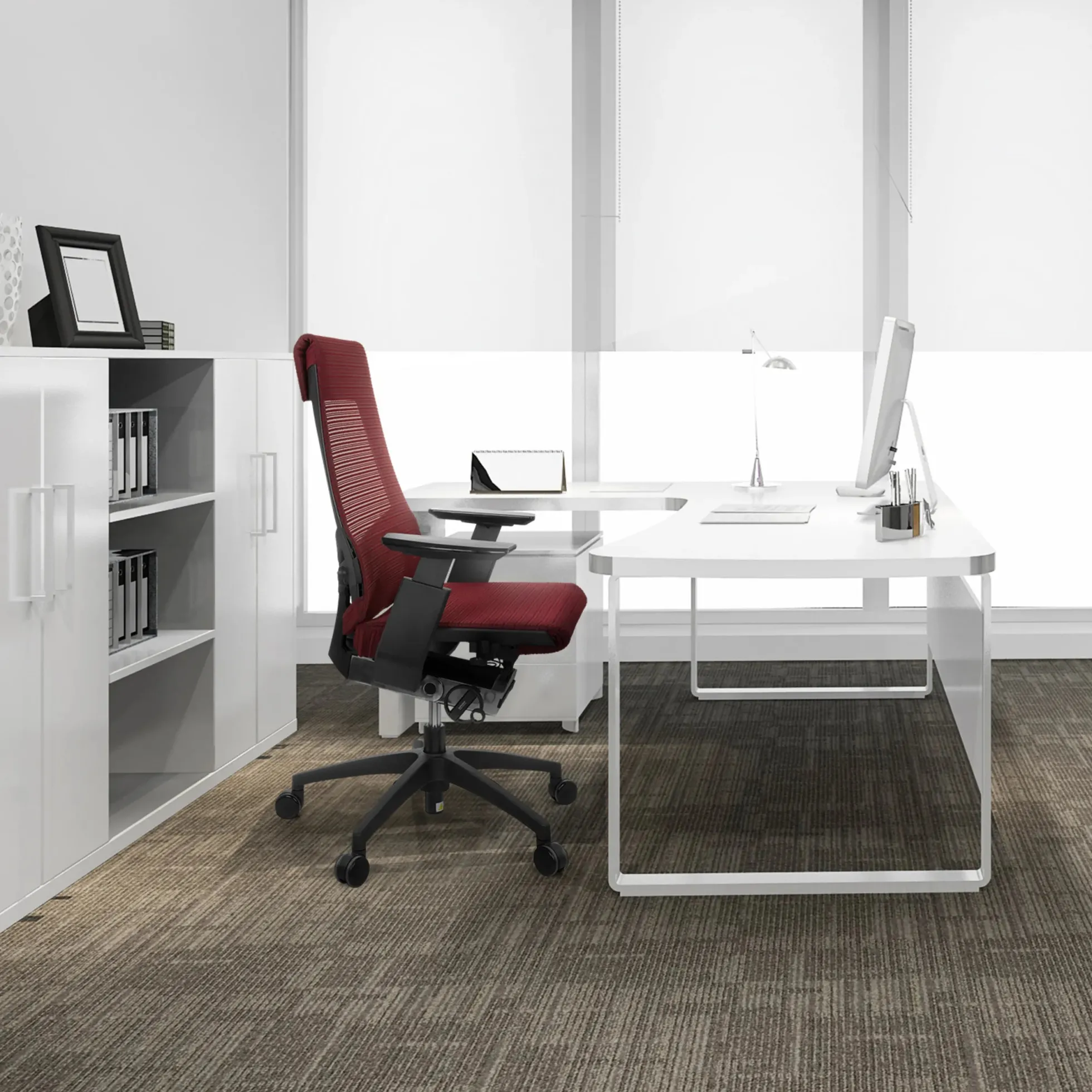 GENIDIA SMART BLACK | Netz - Profi Bürostuhl Rot/Schwarz