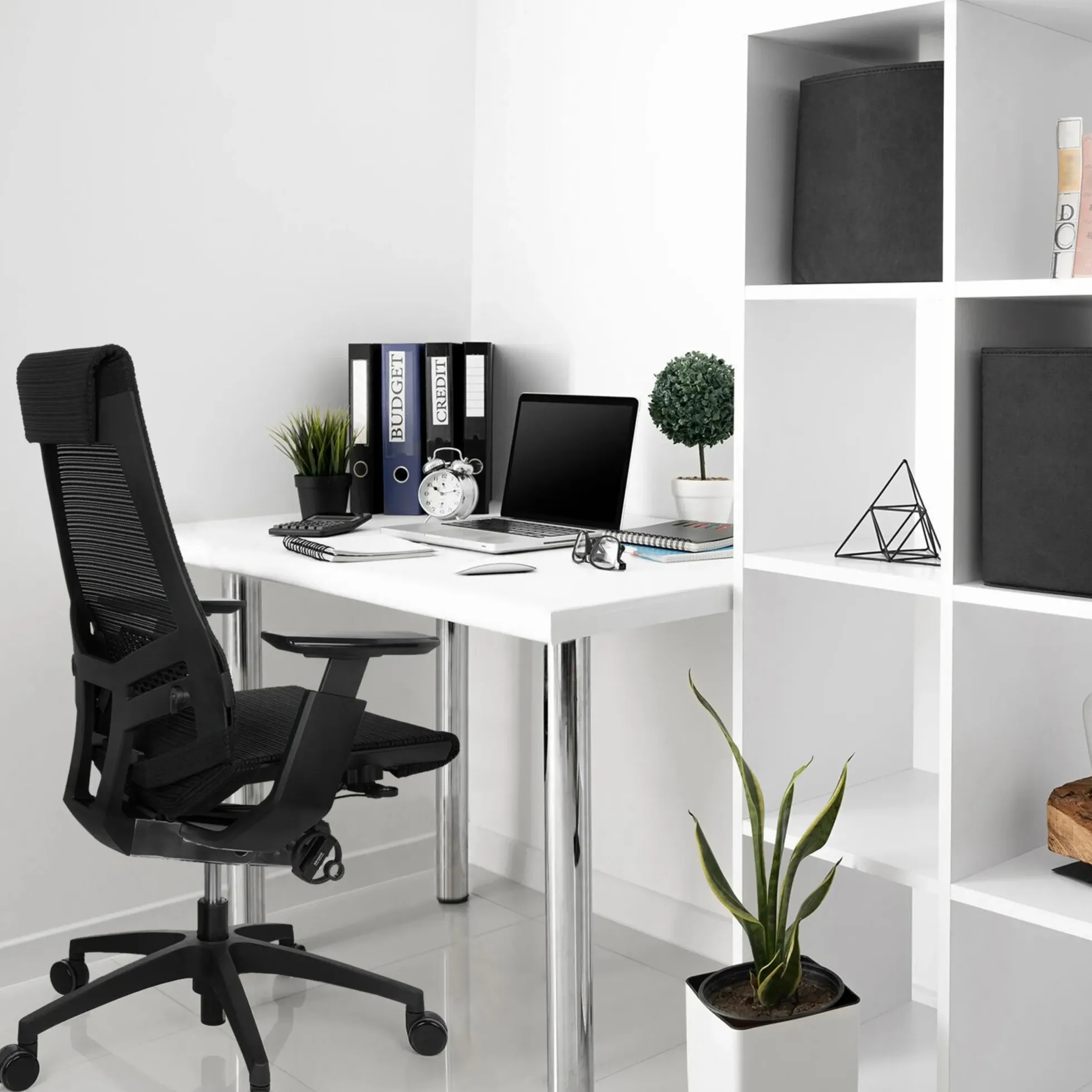 GENIDIA SMART BLACK | Netz - Profi Bürostuhl Schwarz