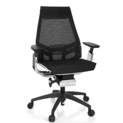 GENIDIA SMART WHITE CM | Netz - Profi Bürostuhl Schwarz/Weiß/Chrom