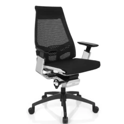GENIDIA SMART WHITE CM | Netz - Profi Bürostuhl Schwarz/Weiß/Chrom