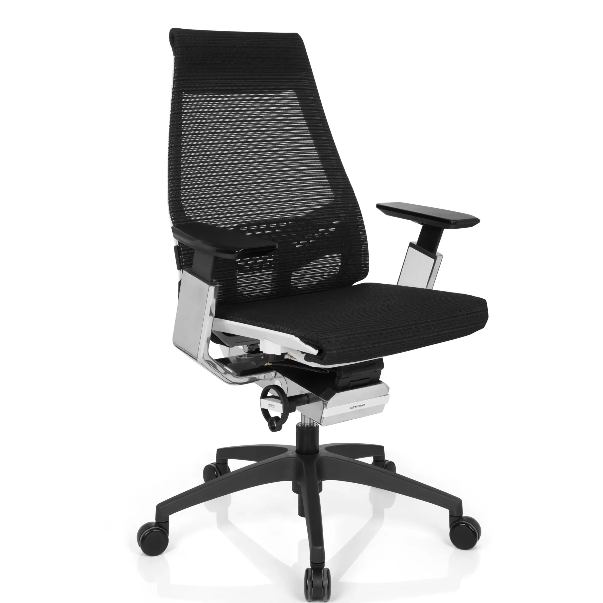 GENIDIA SMART WHITE CM | Netz - Profi Bürostuhl Schwarz/Weiß/Chrom