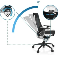 GENIDIA SMART WHITE CM | Netz - Profi Bürostuhl Schwarz/Weiß/Chrom