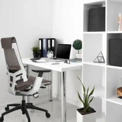 GENIDIA SMART WHITE | Netz - Profi Bürostuhl Grau/Weiß