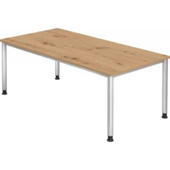 HILO 2E S | Schreibtisch 200 x 100 höhenverstellbar Asteiche