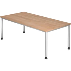 HILO 2E S | Schreibtisch 200 x 100 höhenverstellbar Nussbaum