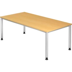 HILO 2E S | Schreibtisch 200 x 100 höhenverstellbar Buche