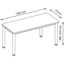 HILO 614 S | Schreibtisch 140 x 67 höhenverstellbar Weiß/Silber