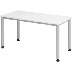 HILO 614 S | Schreibtisch 140 x 67 höhenverstellbar Weiß/Silber