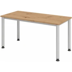 HILO 614 S | Schreibtisch 140 x 67 höhenverstellbar Asteiche/Silber