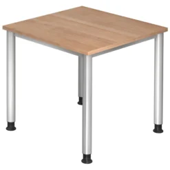 HILO 8 S | Schreibtisch 80 x 80 höhenverstellbar Nussbaum