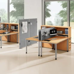 HILO 8 S | Schreibtisch 80 x 80 höhenverstellbar Buche