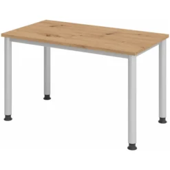 HILO 612 S | Schreibtisch 120 x 67 höhenverstellbar Asteiche/Silber