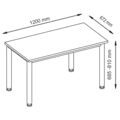 HILO 612 S | Schreibtisch 120 x 67 höhenverstellbar Asteiche/Silber