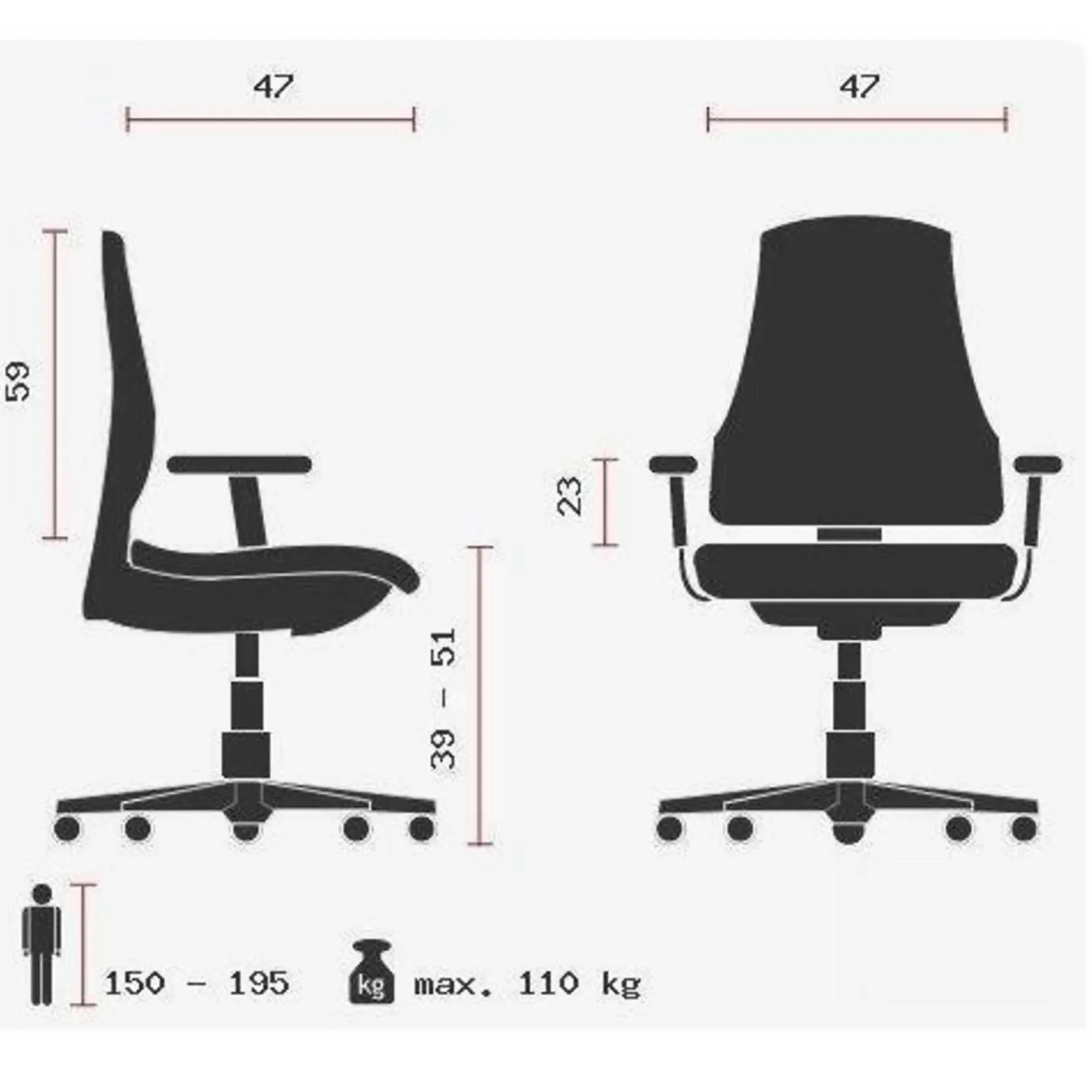 HJH SOLUTION PRO AL.B2 - Profi Bürostuhl Schwarz