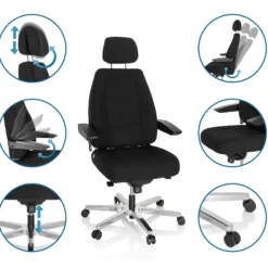 24 HOURS I - XXL Drehstuhl Schwarz
