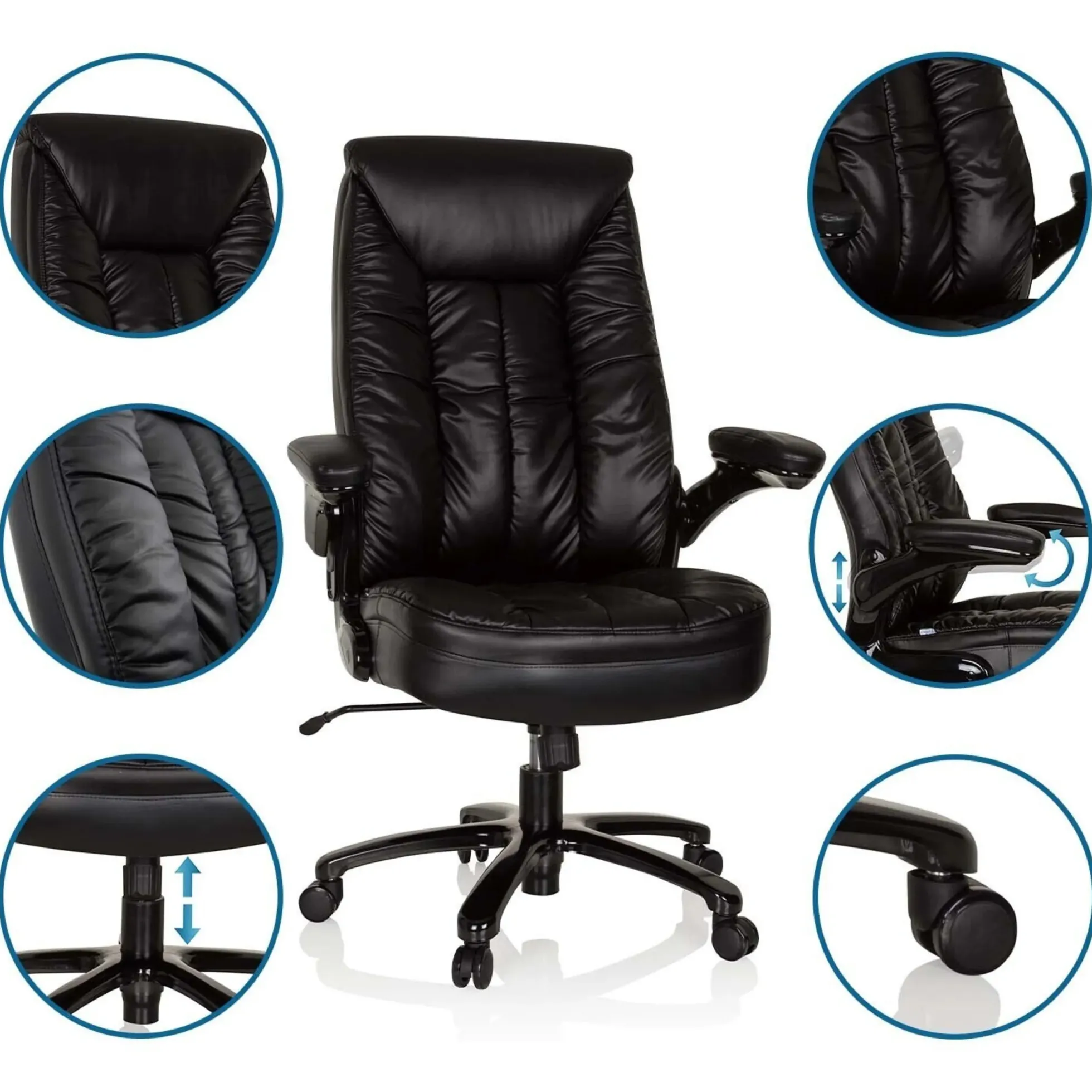 INSTRUCTOR III | Leder - XXL Drehstuhl Schwarz