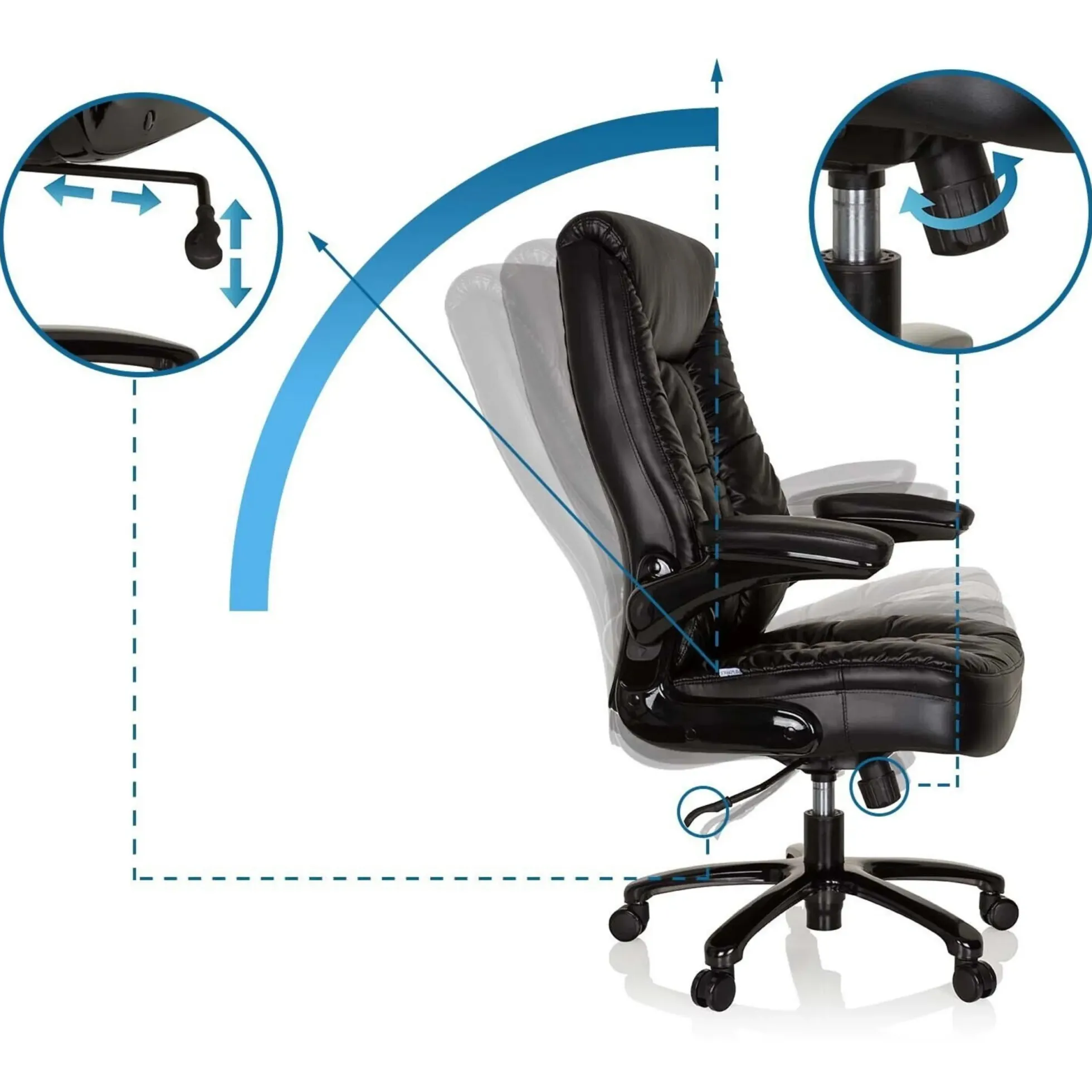 INSTRUCTOR III | Leder - XXL Drehstuhl Schwarz