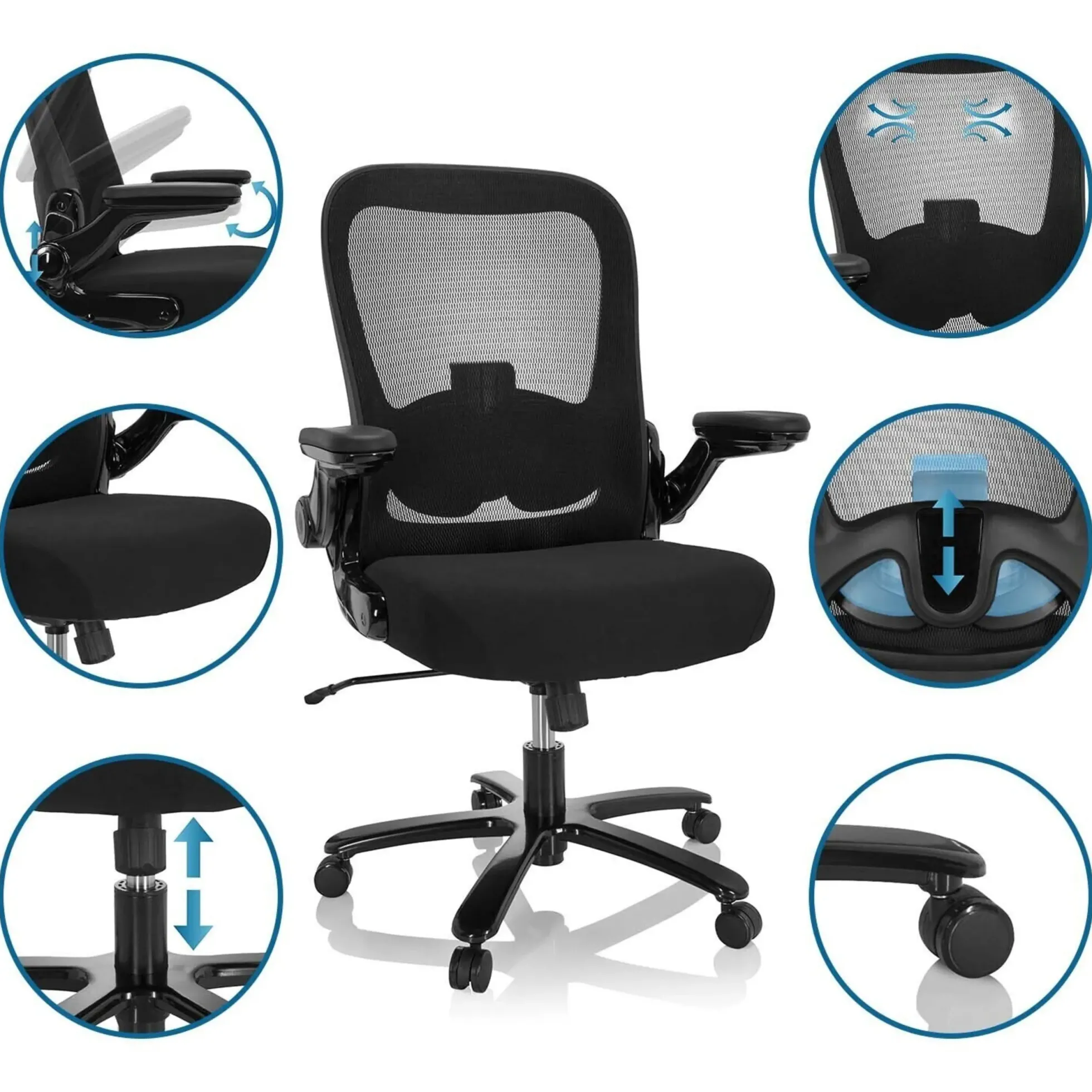 INSTRUCTOR SW I | Stoff/Netz - XXL Drehstuhl Schwarz